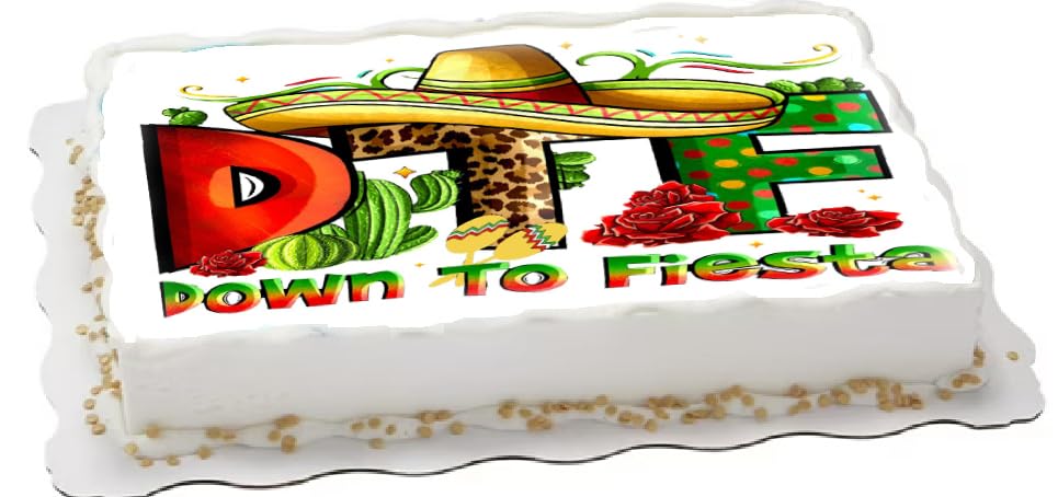 Cinco De Mayo DTF Edible Image Sheet Cake Topper - Precut Easy To Use