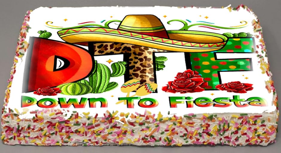 Cinco De Mayo DTF Edible Image Sheet Cake Topper - Precut Easy To Use