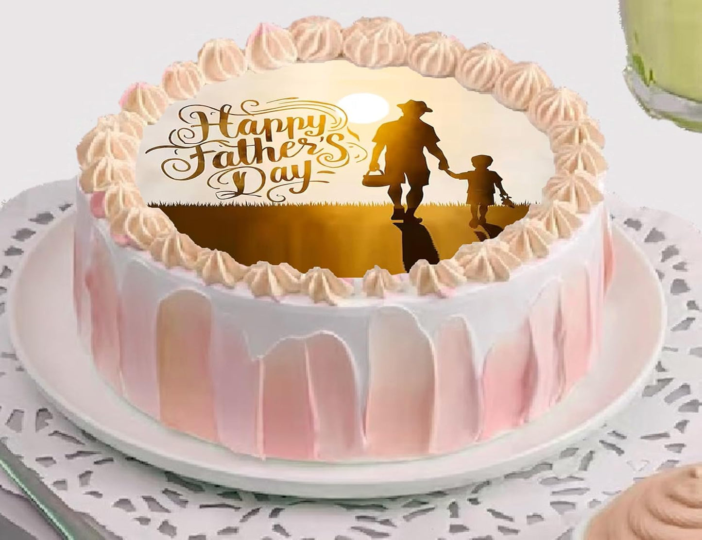 Fathers Day Father and Son Edible Image Sheet Cake Topper - Precut Easy To Use