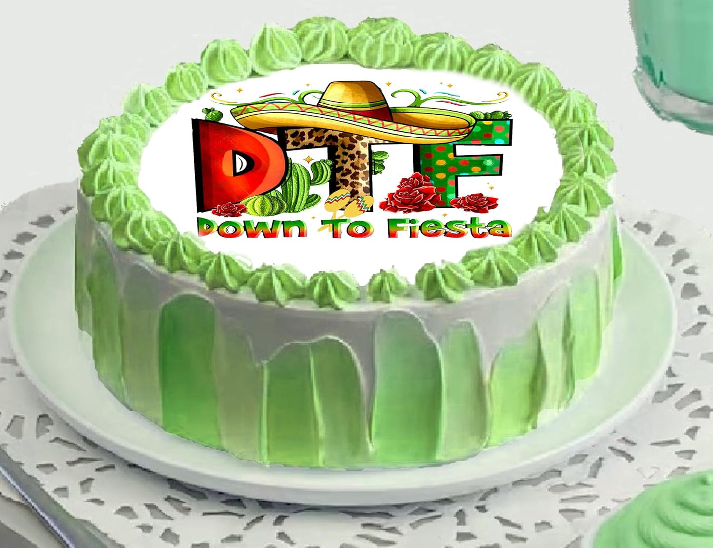 Cinco De Mayo DTF Edible Image Sheet Cake Topper - Precut Easy To Use