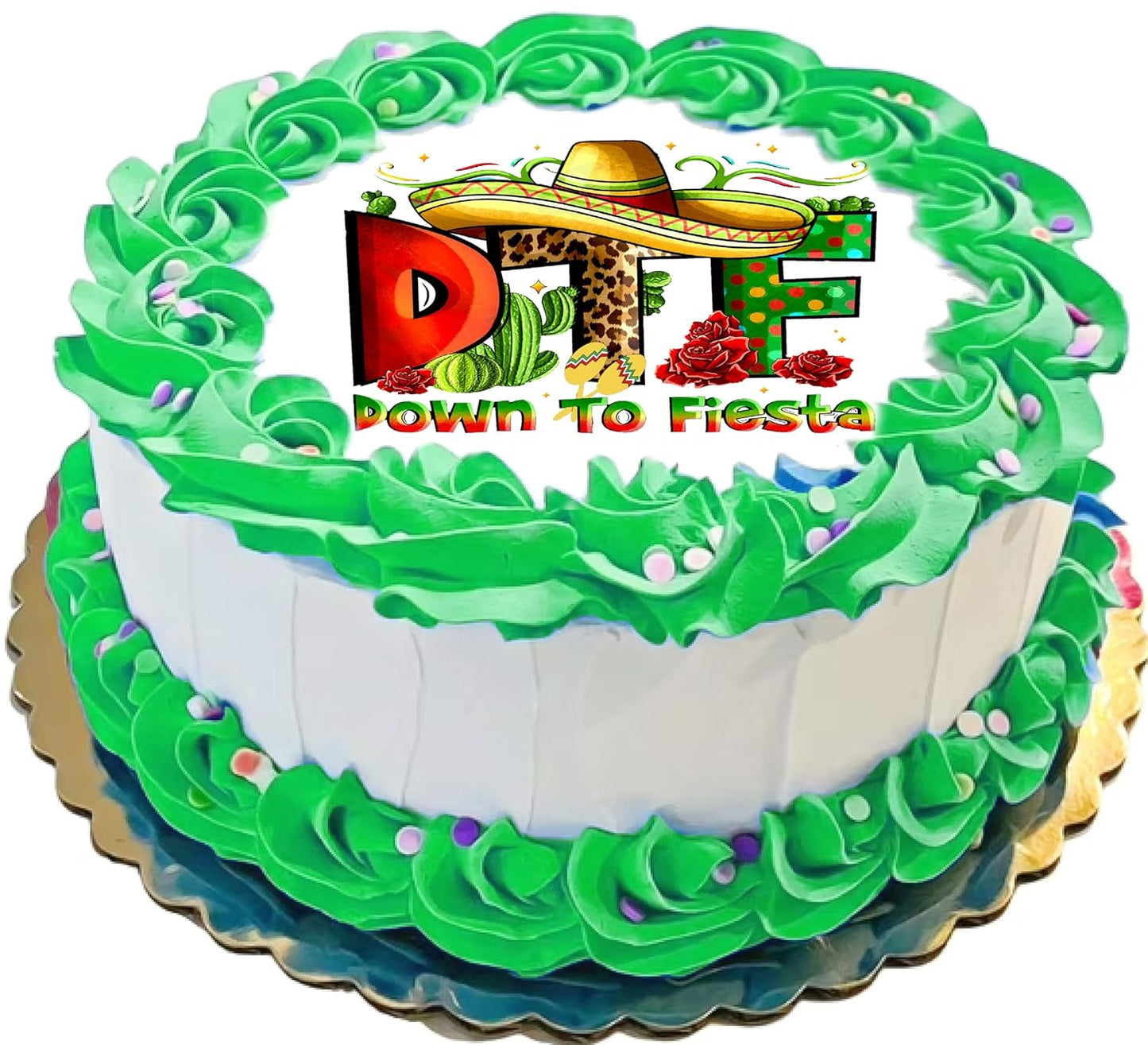 Cinco De Mayo DTF Edible Image Sheet Cake Topper - Precut Easy To Use