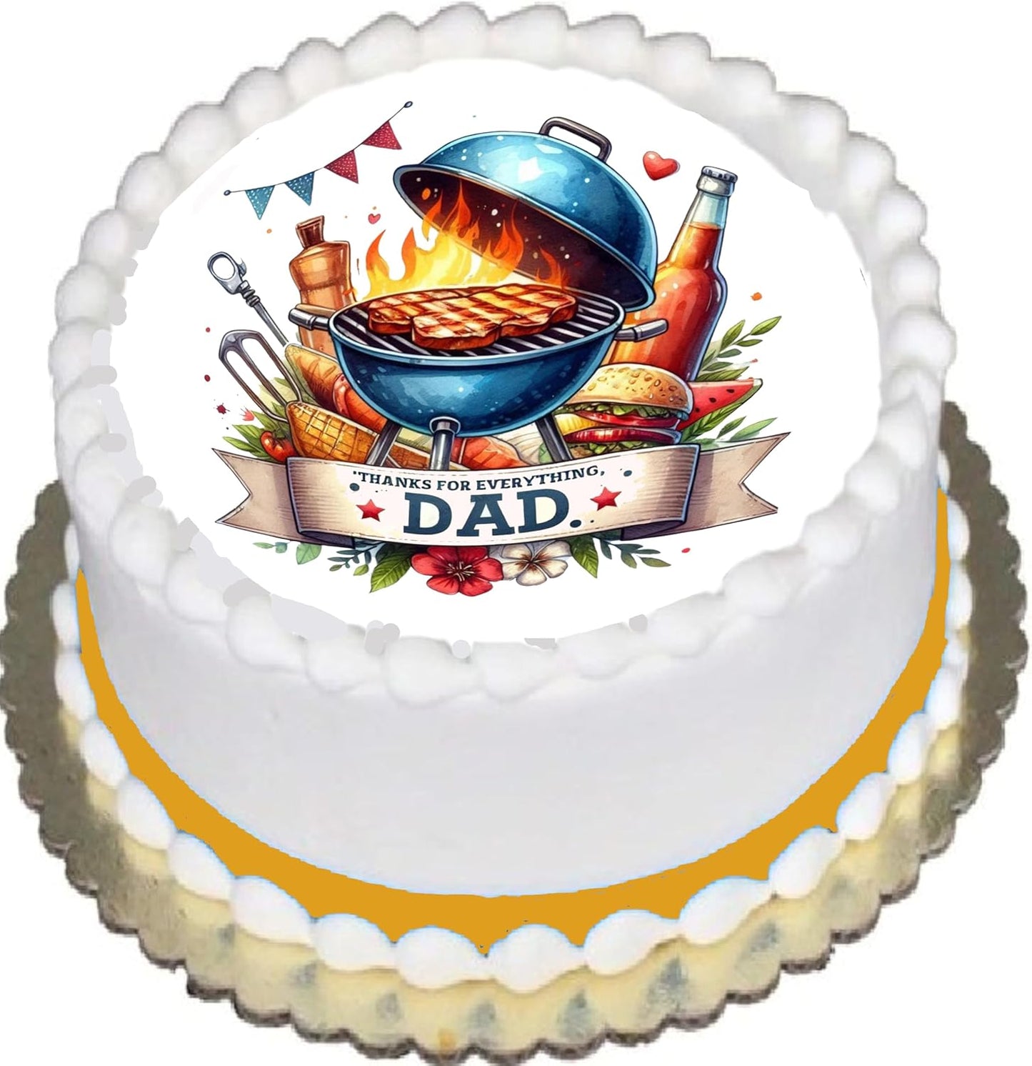 Fathers Day Grill Dad Edible Image Sheet Cake Topper - Precut Easy To Use