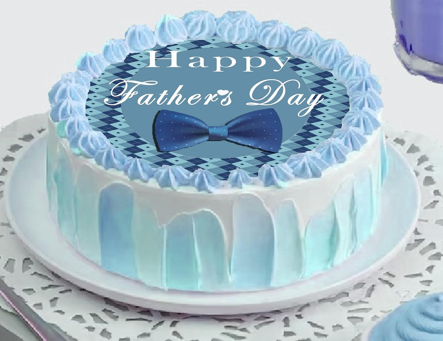 Fathers Day Bowtie Edible Image Sheet Cake Topper