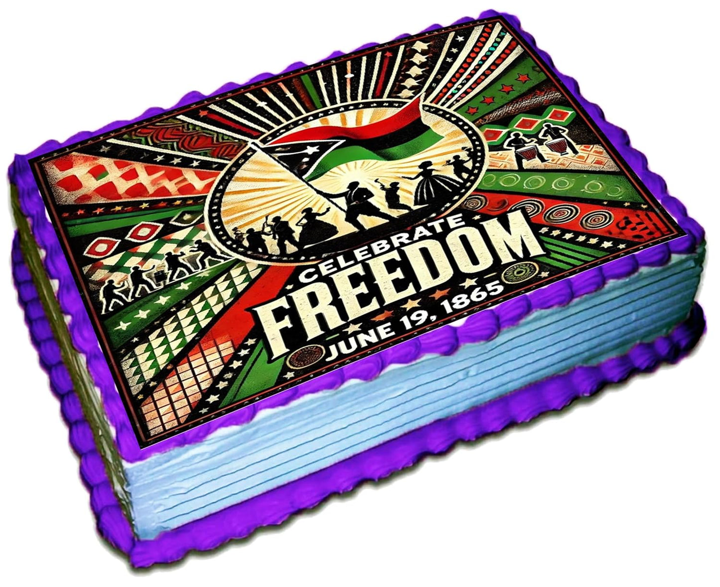 Juneteenth Celebrate Freedom Edible Image Sheet Cake Topper - Precut Easy To Use