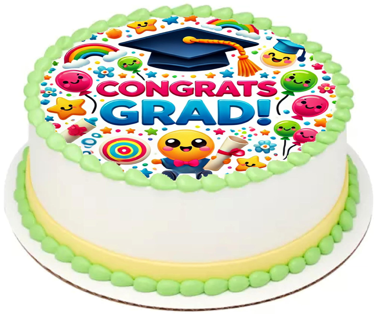 Congrats Grad Graduation Edible Image Sheet Cake Topper - Precut Easy To Use
