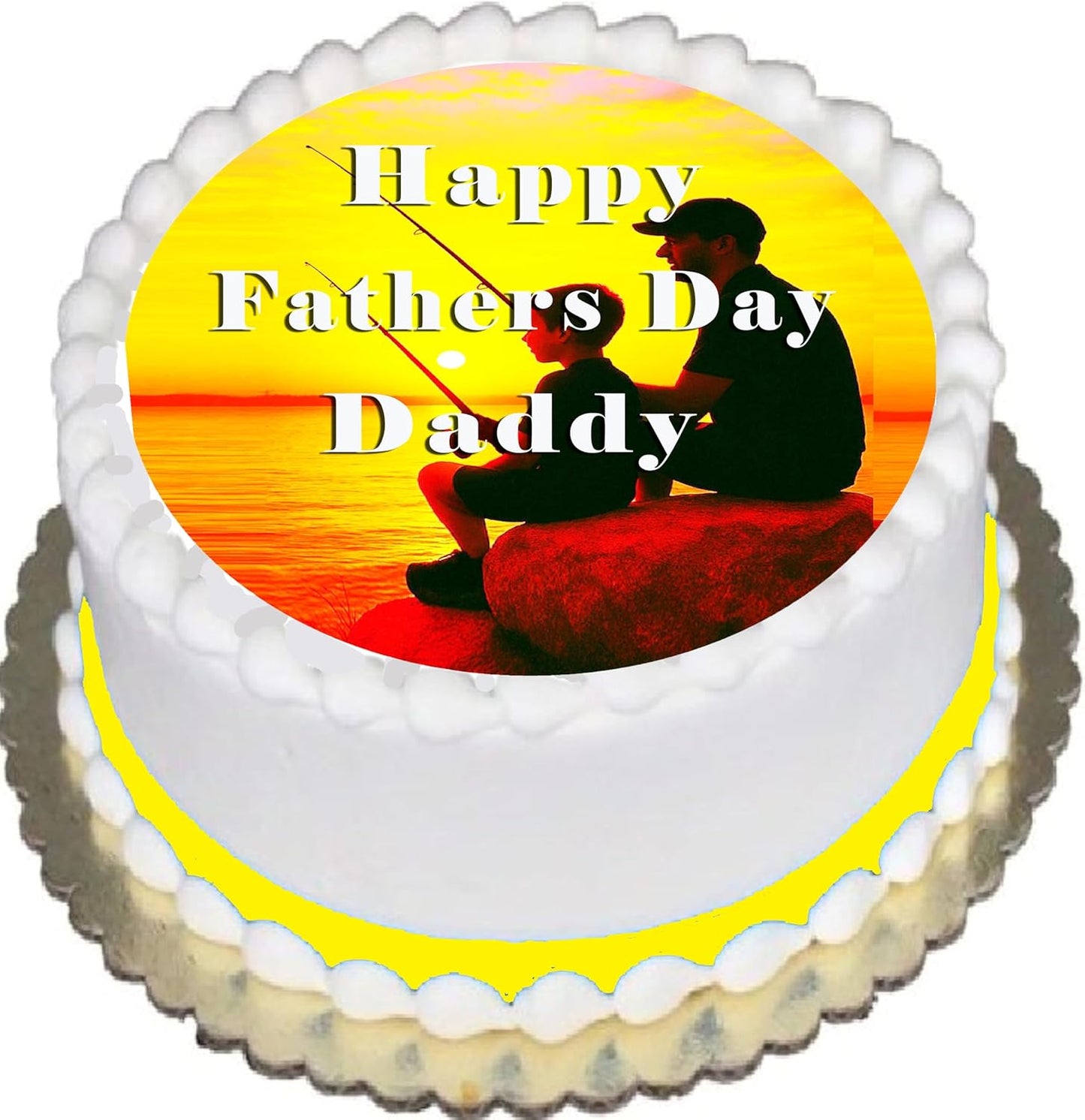 Fathers Day Fishing Dad Edible Image Sheet Cake Topper - Precut Easy To Use