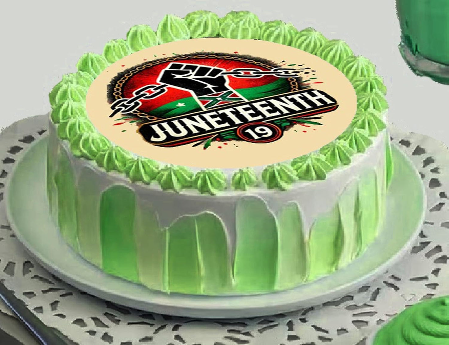 Juneteenth Breaking the chains Edible Image Sheet Cake Topper - Precut Easy To Use