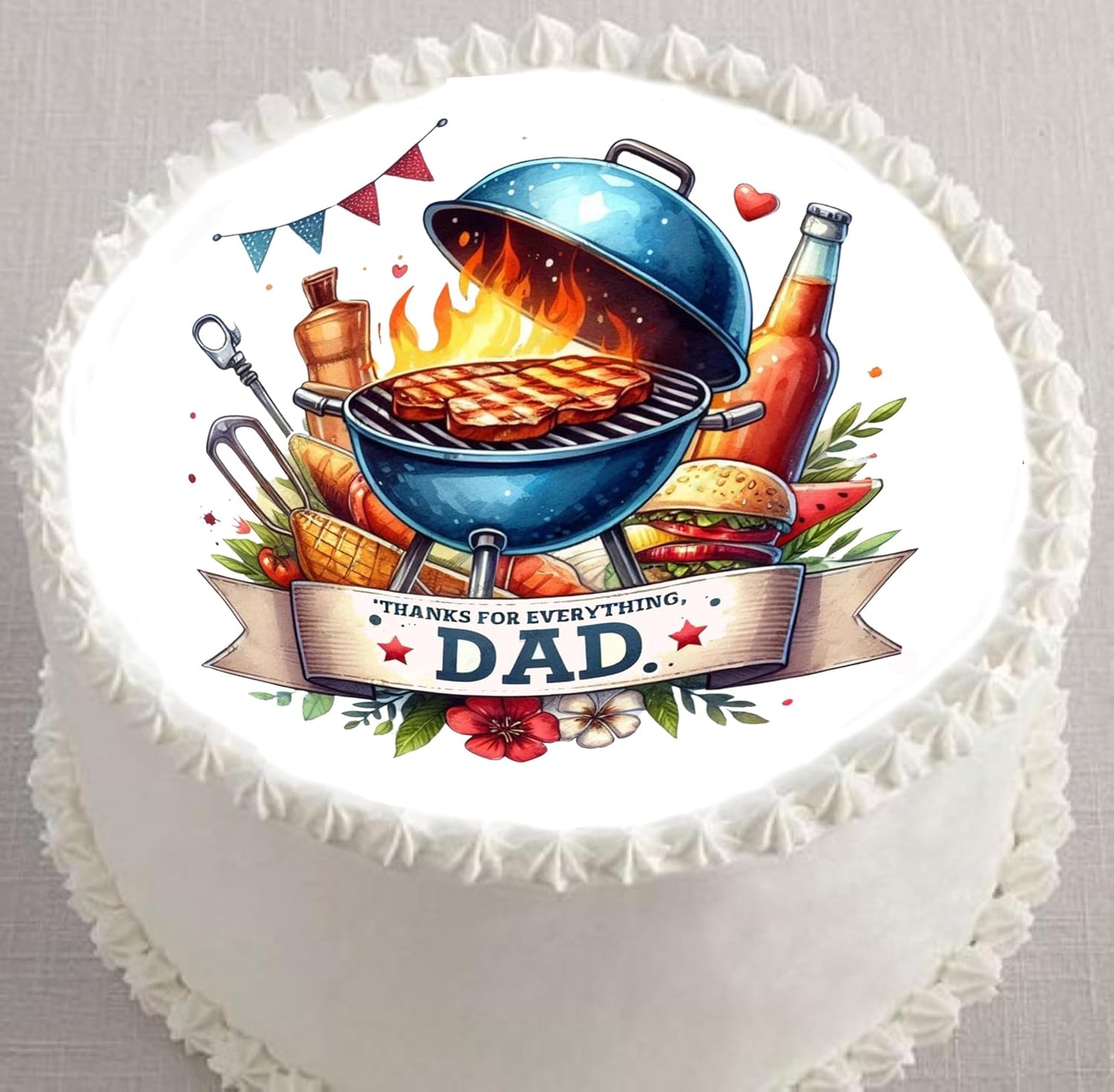 Fathers Day Grill Dad Edible Image Sheet Cake Topper - Precut Easy To Use