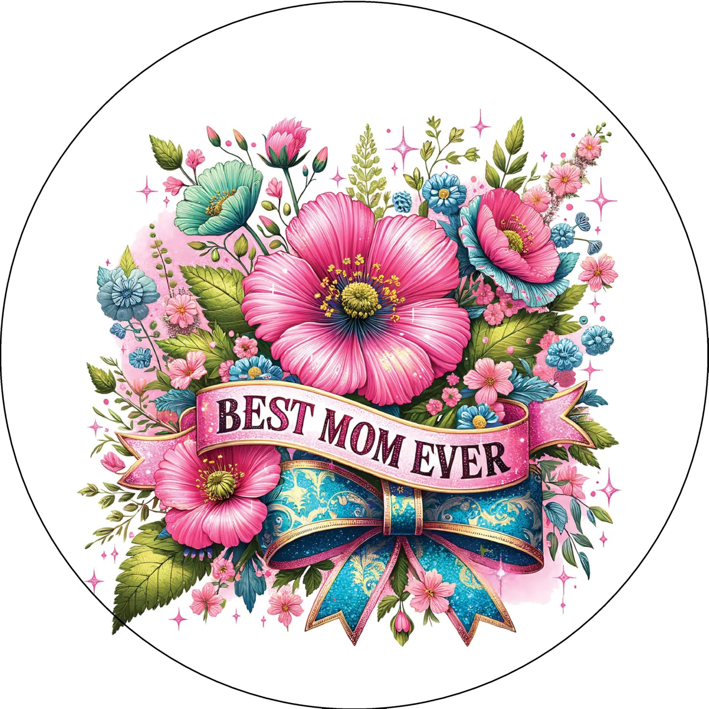 Happy Mothers Day Best Mom Edible Image Sheet Cake Topper - Precut Easy To Use