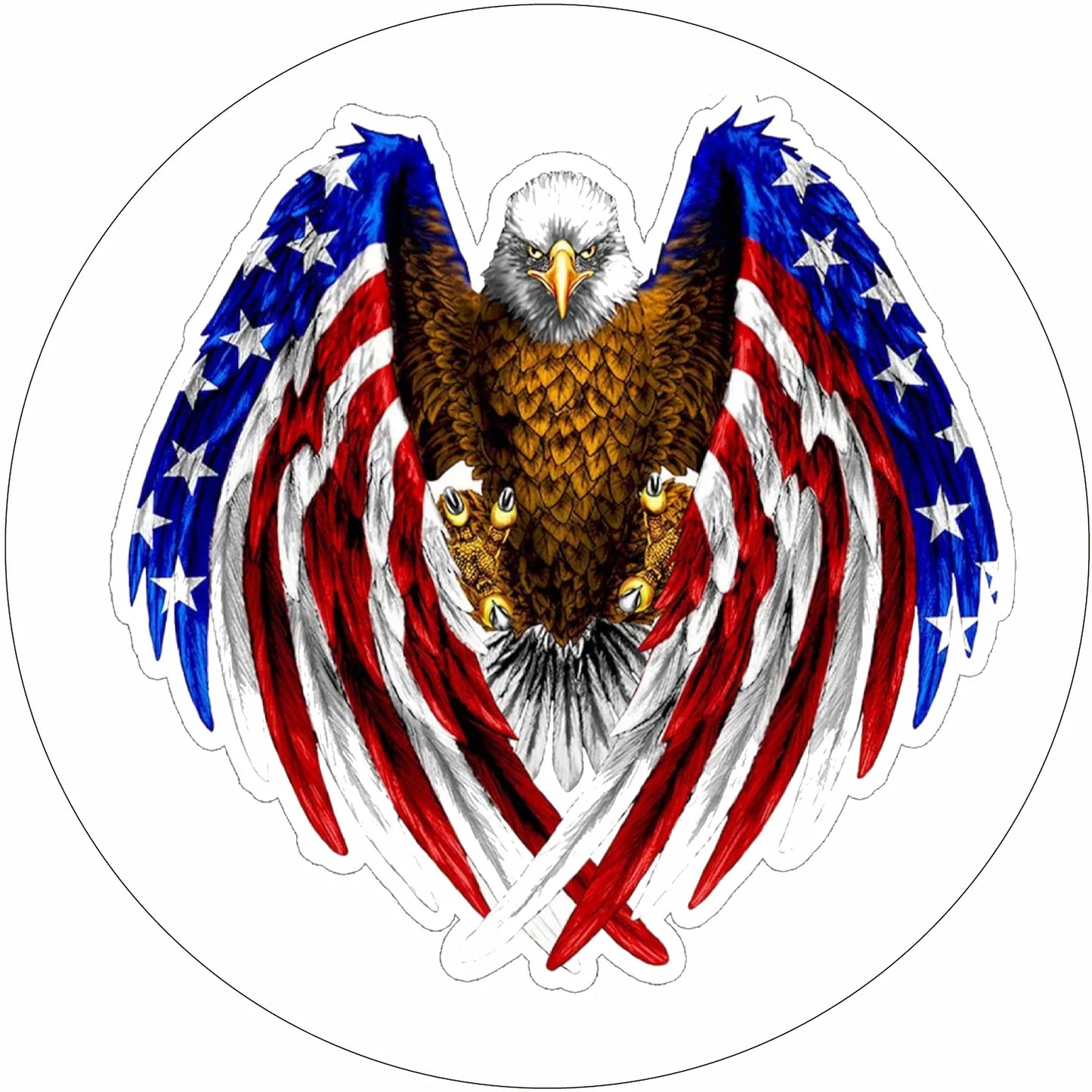 Patriotic edible cake topper with detailed American eagle and flag imagery, ideal for Memorial Day, Independence Day, and veteran celebrations