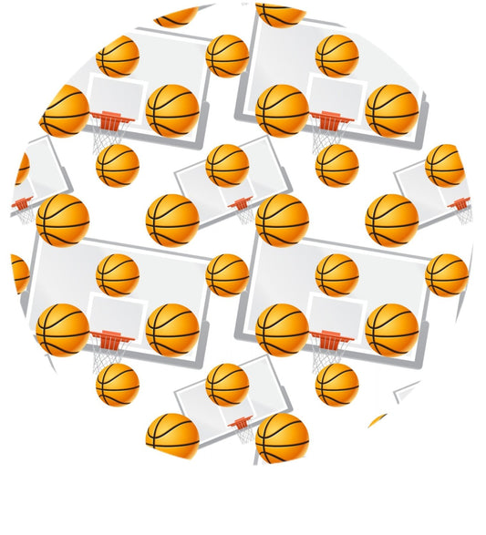 Custom Edible Cake Topper – Basketball Game Design – Pre-cut 8" Round Icing Sheet – RA Pape