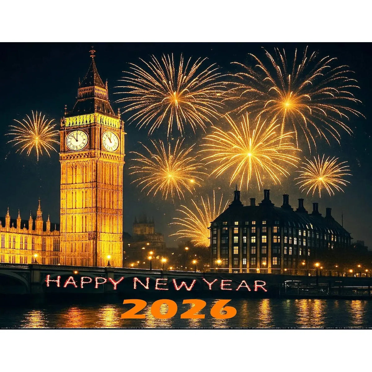 New Year's Edible Icing Sheet Cake Topper – Big Ben London sheet topper design.