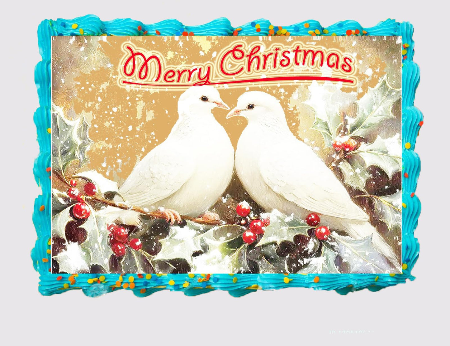 Edible Icing Images Christmas Turtle Doves Sheet Cake Topper