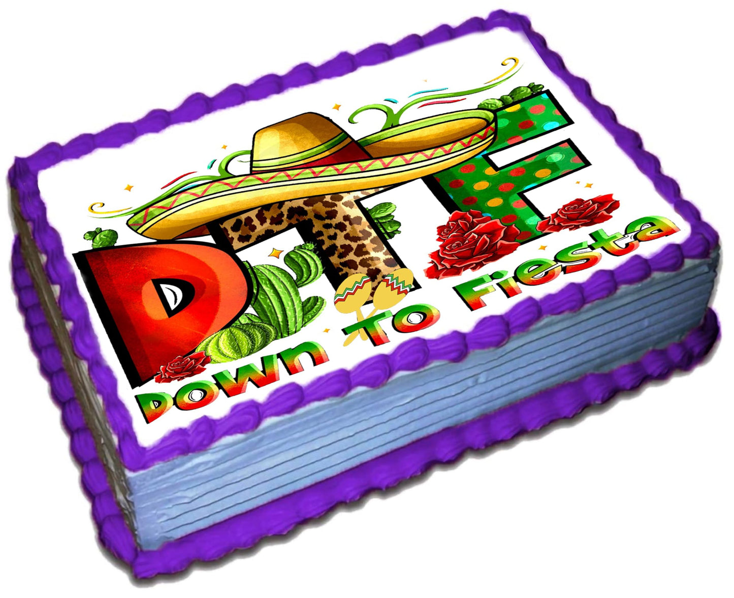 Cinco De Mayo DTF Edible Image Sheet Cake Topper - Precut Easy To Use