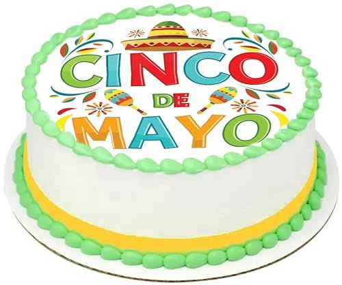 Custom Edible Cake Topper – Cinco De Mayo Design – Pre-cut 8" Round Icing Sheet – RA Pape