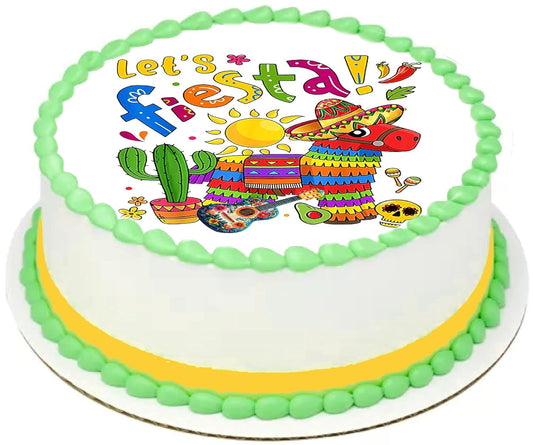 Cinco De Mayo Lets Fiesta Edible Image Cake Topper - Easy to use