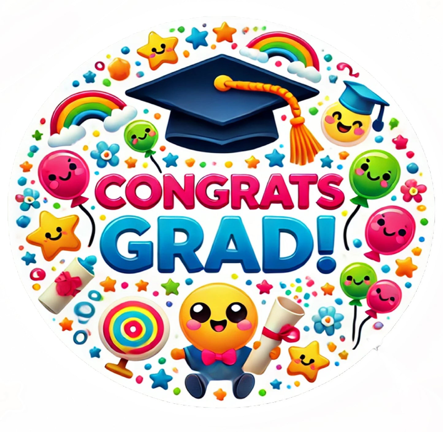 Congrats Grad Graduation Edible Image Sheet Cake Topper - Precut Easy To Use