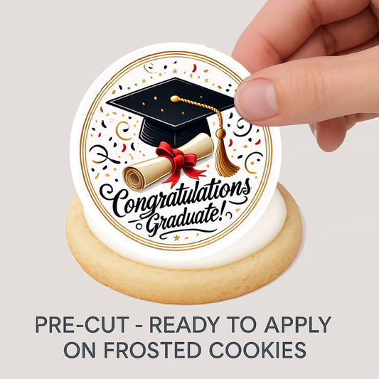 Custom Edible Cookie & Cupcake Topper Congratulation Graduate Design 20 - 2” Precut Icing Sheet