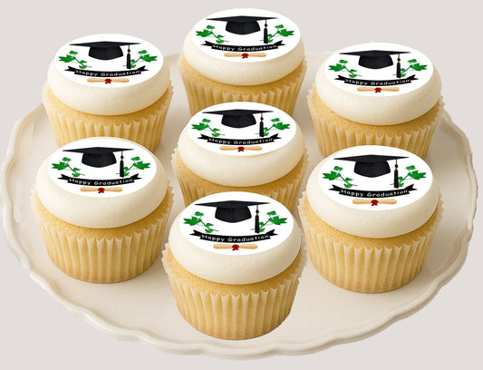 Custom Edible Cookie & Cupcake Topper Ivy League Graduation Design 20 - 2” Precut Icing Sheet