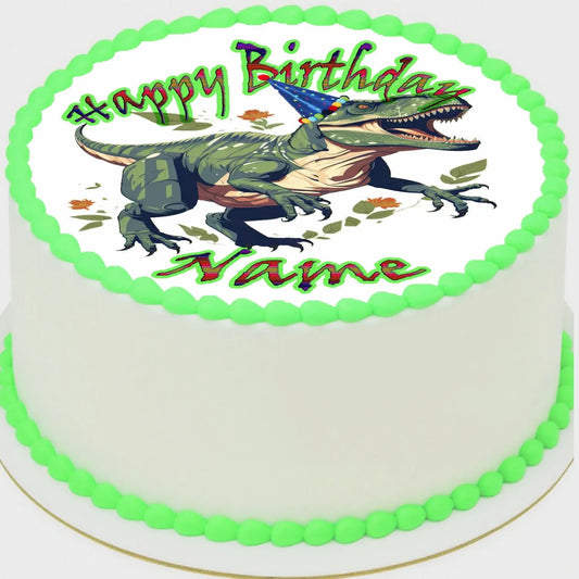 Dinosaur T-Rex Birthday Edible Image Cake Topper Precut 8" Round Icing Sheet – RA Pape