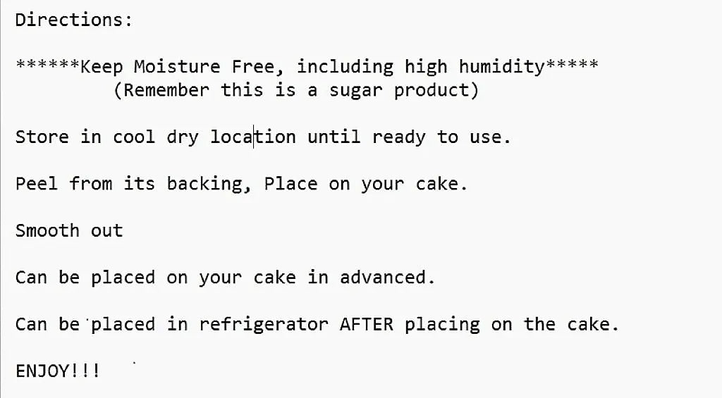 Easy to follow instructions for using Edible cake Images on your cake.