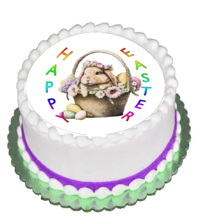 Edible Icing Images Easter Bunny in a Basket Cake Topper