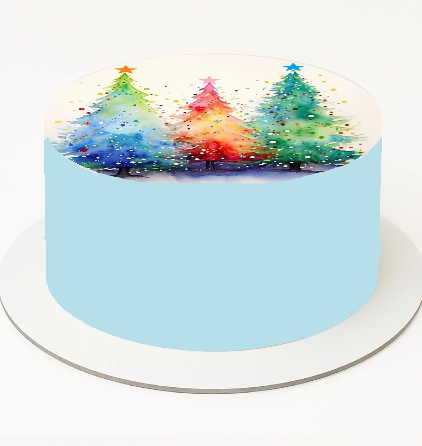 Edible Icing Images Vibrant Neon Christmas Trees cake topper