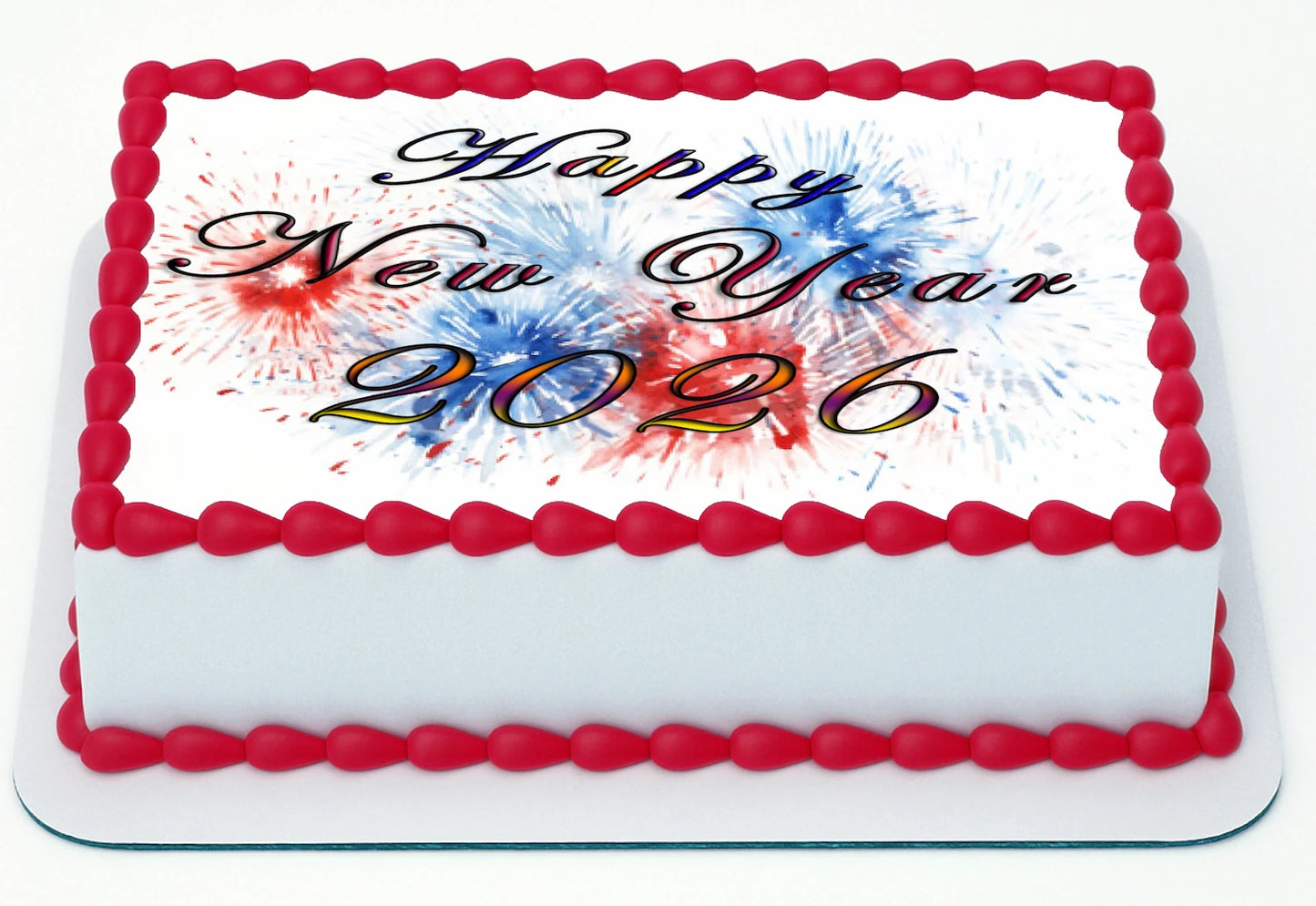 Edible Icing Images New Year Red White Blue Firecracker Sheet Cake Topper