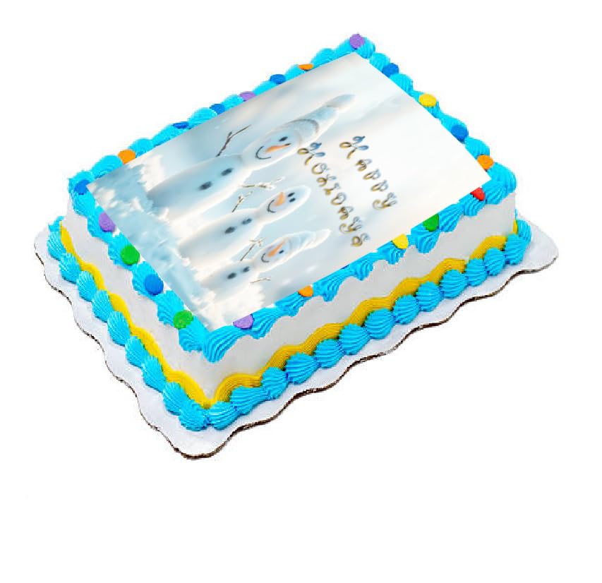 Edible Icing Images Sheet Cake Topper with Christmas Snowmen-themed decoration