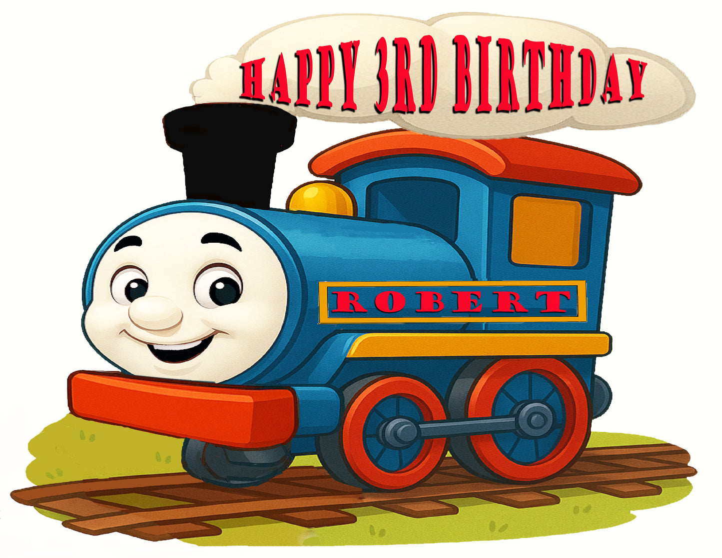 Personalized Edible Icing Images birthday cake topper with Thomas Tank Train design