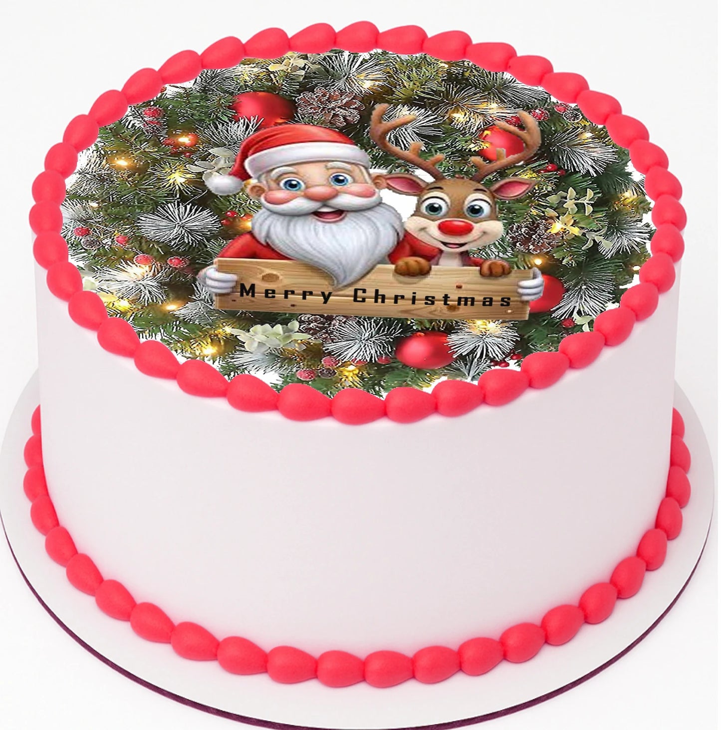 Edible Icing Images Cake Topper Christmas Wreath-themed