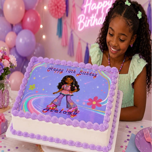 Fashion Doll Birthday Edible Image Cake Topper - 1/4 Icing Sheet