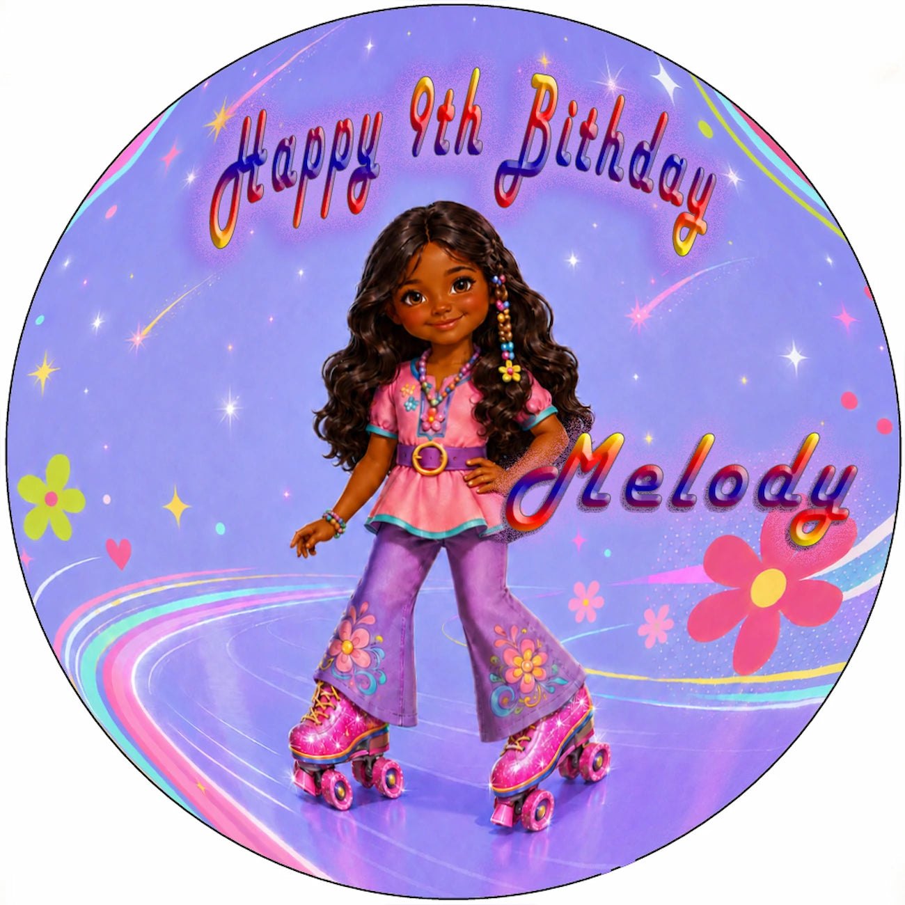 Closer look at Fashion Doll Roller Skater Edible Image Cake Topper - precut 8" Icing Sheet - RA Pape