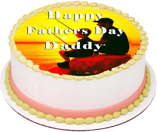 Fathers Day Fishing Dad Edible Image Cake Topper Precut