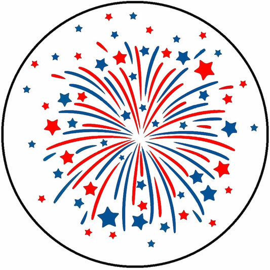 Fireworks Edible Image Cake Topper – July 4th Design – Precut 8" Icing Sheet – RA Pape
