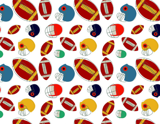Pattern of footballs and helmets on a ready to use Icing Image Sheet