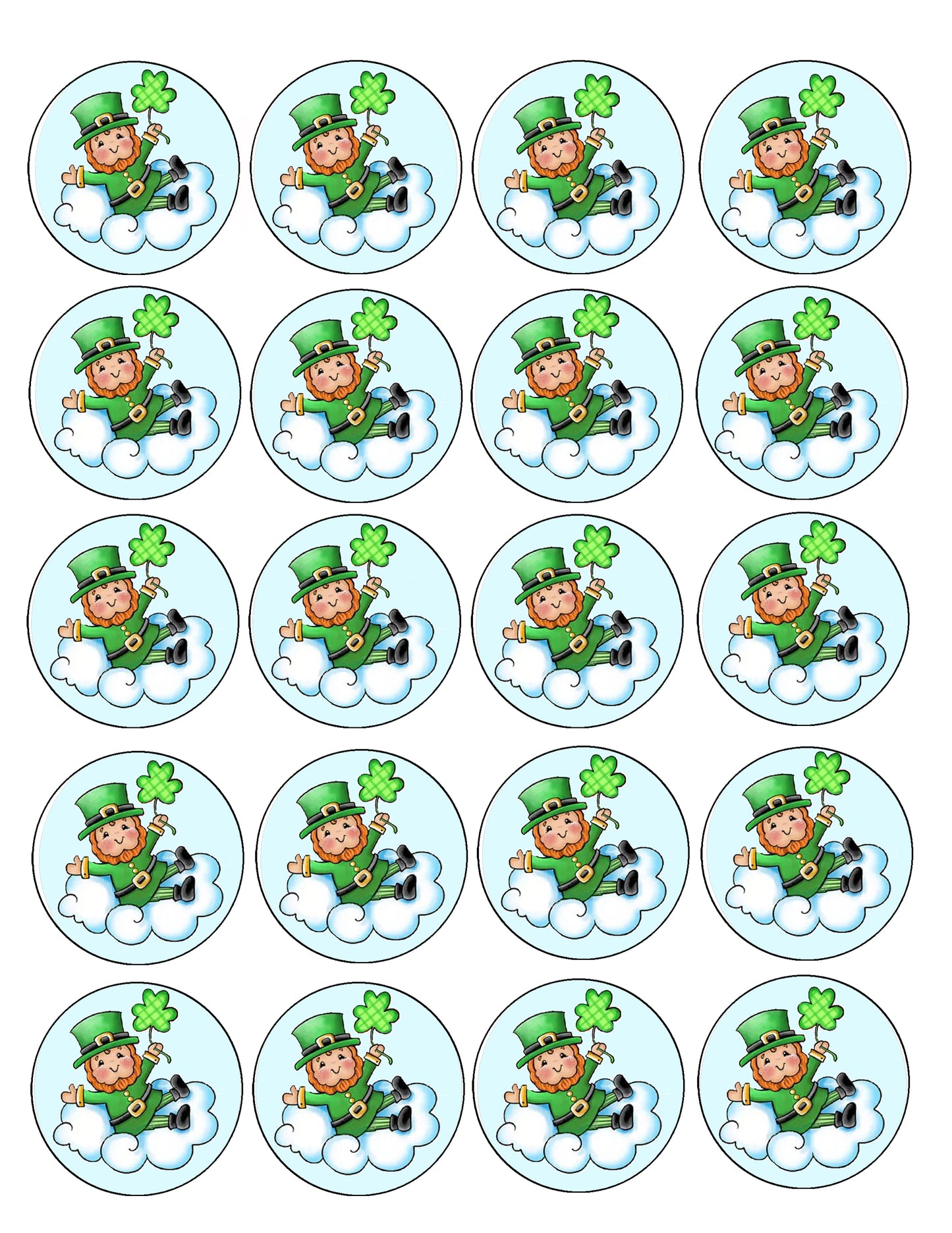 Get your Irish on With Lucky Leprechaun St. Paddy Day Edible Image Cookie & Cupcake Toppers – 20 Precut 2” Rounds