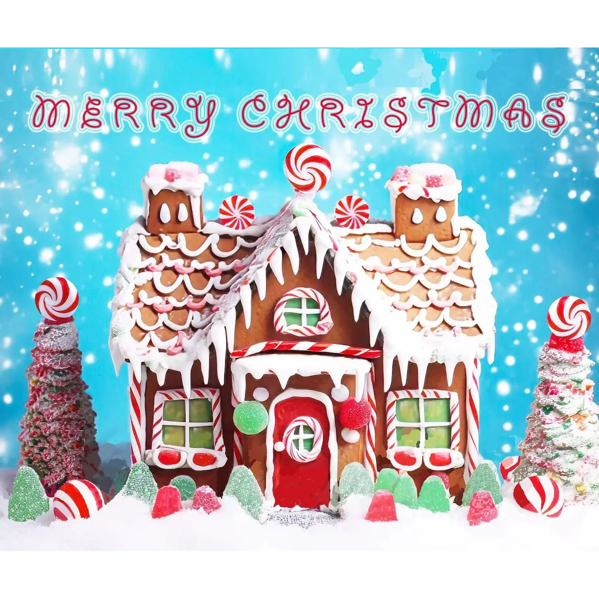 Gingerbread House Christmas edible icing sheet cake topper design.