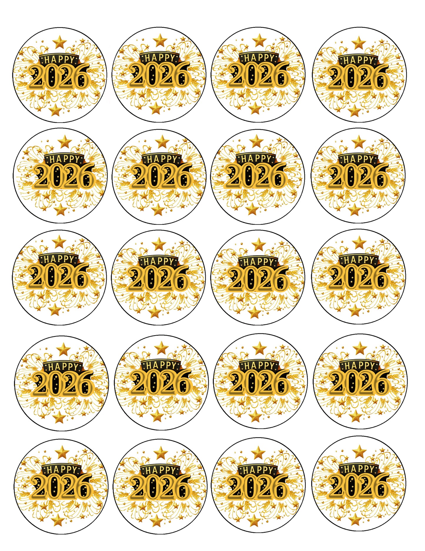 Sheet of Golden Celebration Edible Image Cookie & Cupcake Topper