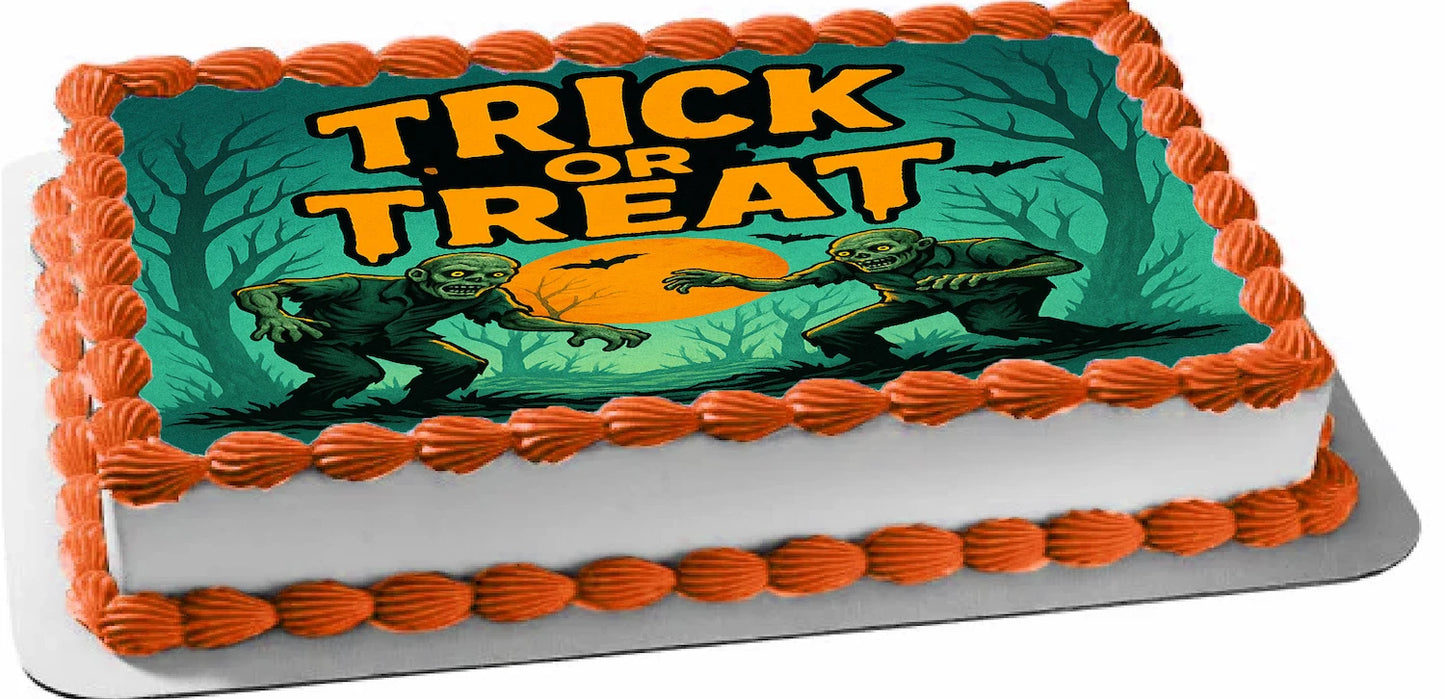 Halloween-themed Edible Icing Images with 'Trick or Treat'