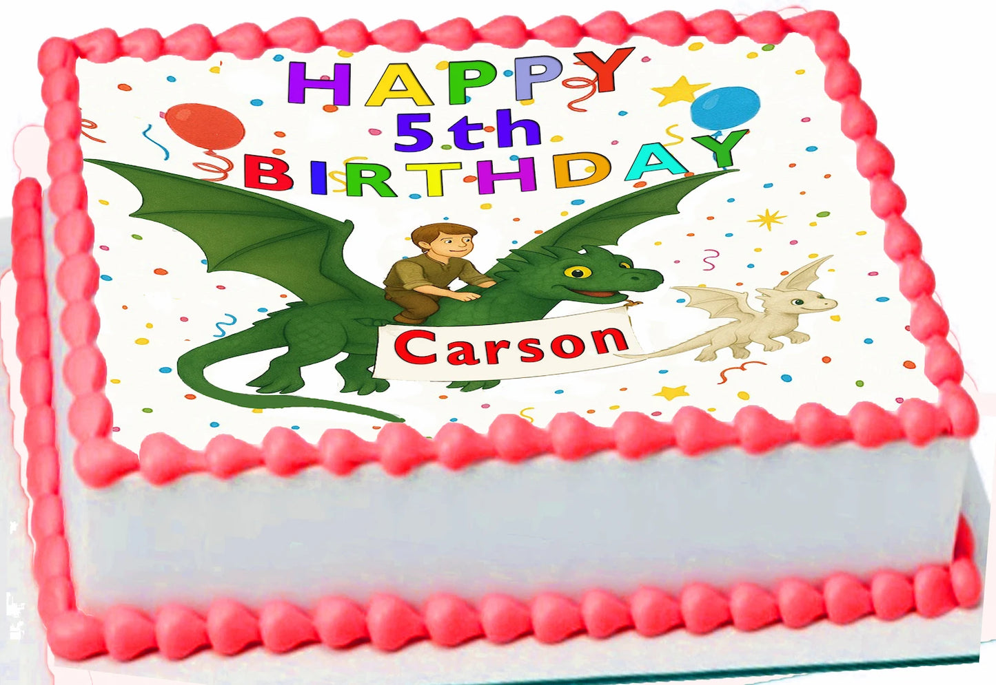 Edible Icing Images Sheet Cake Topper How to Train Dragon, colorful text personalized with name and age