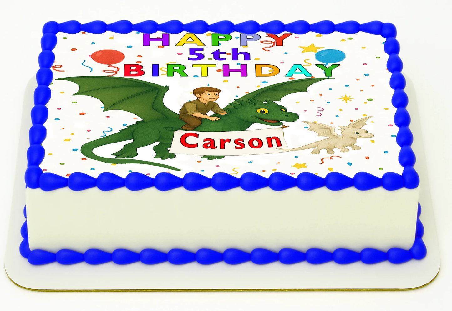How to Train Dragon Edible Images Sheet Cake customized with 'Happy Birthday' text
