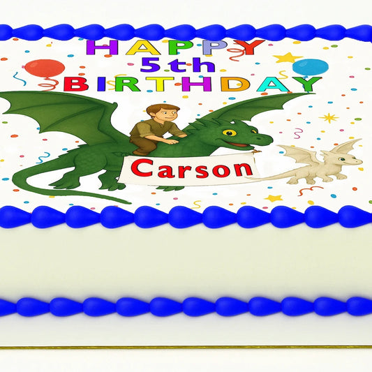 How to Train A Dragon birthday Edible Image Cake Topper – 1/4 Icing Sheet – RA Pape
