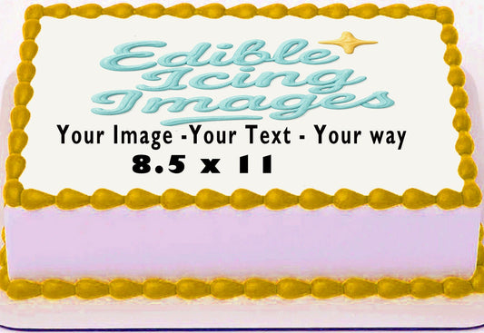 Custom Edible Image Cake Topper - Personalized Photo Icing Sheet 1/4 Size