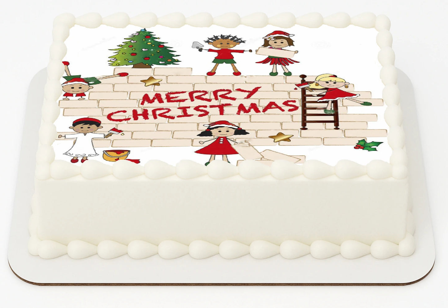 Edible Icing Image Christmas Sheet Cake Topper with Merry Christmas To All themed decoration