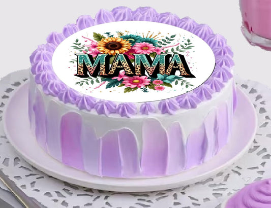 Custom Edible Cake Topper – Mother's Day Mama Design – Pre-cut 8" Round Icing Sheet – RA Pape