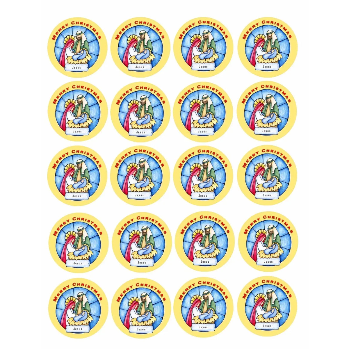 Christmas Nativity edible icing 20 precut cookie and cupcake topper designs.