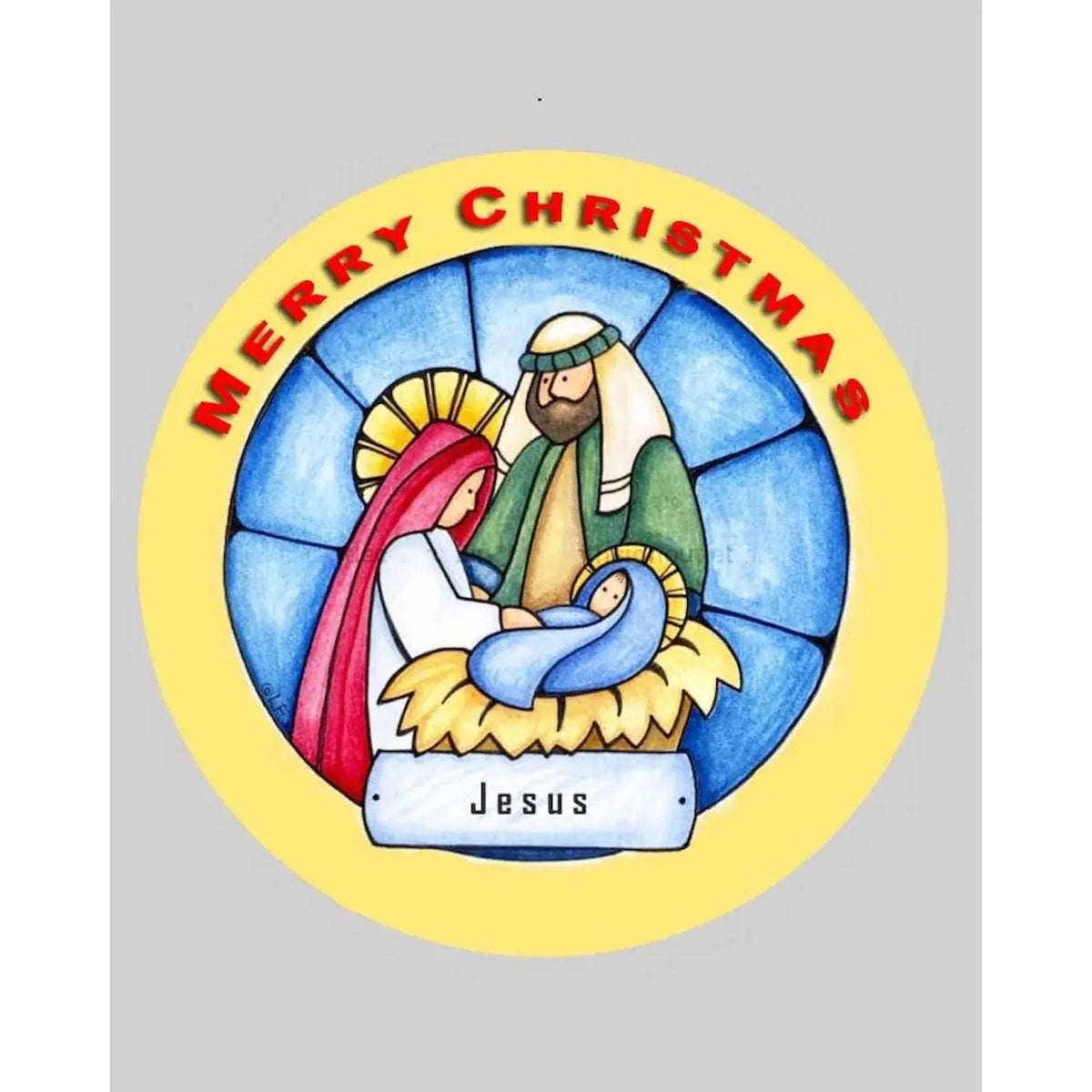 Christmas Nativity edible icing round cake topper design.