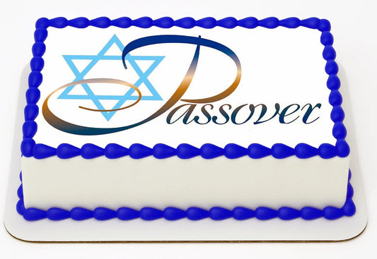Custom Edible Cake Topper – Passover Star David Edible Image Sheet Cake Topper