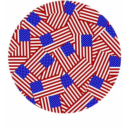 July 4th Red White and Blue Edible Icing Cake Topper – 8-Inch Round round topper design.